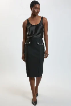 KarenMillen Jupe Midi Bandage Militaire À Détails SYNTHÉTIQUE<Femme Jupes|Jupes
