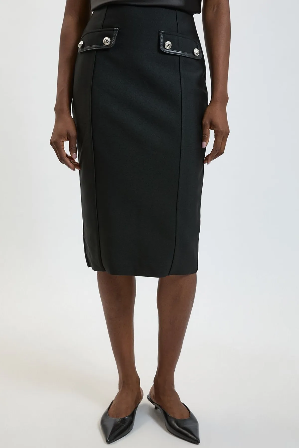 KarenMillen Jupe Midi Bandage Militaire À Détails SYNTHÉTIQUE<Femme Jupes|Jupes