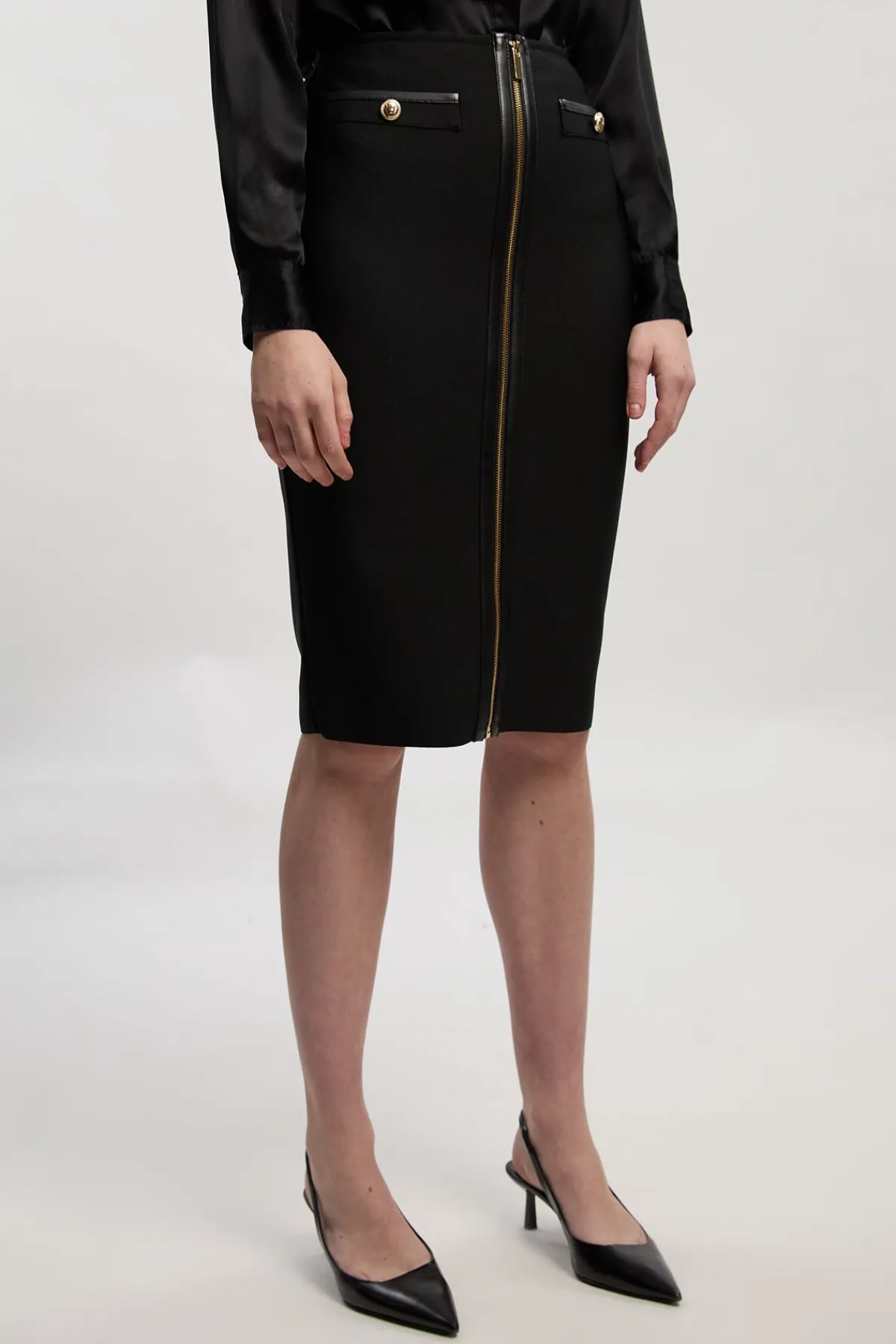 KarenMillen Jupe Midi Bandage Militaire à Finitions SYNTHÉTIQUE<Femme Jupes|Jupes