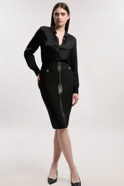 KarenMillen Jupe Midi Bandage Militaire à Finitions SYNTHÉTIQUE<Femme Jupes|Jupes