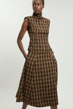 KarenMillen Jupe Midi À Carreaux Ornée De Perles Petite<Femme Jupes|Jupes