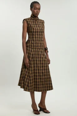KarenMillen Jupe Midi À Carreaux Ornée De Perles Petite<Femme Jupes|Jupes