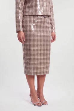 Jupe Midi Cintrée À Sequins Avec Ceinture Grande Taille