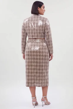 Jupe Midi Cintrée À Sequins Avec Ceinture Grande Taille