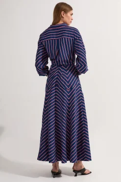 KarenMillen Jupe Midi Complète Rayée en Coton<Femme Jupes|Jupes