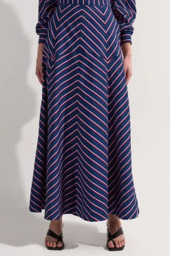 KarenMillen Jupe Midi Complète Rayée en Coton<Femme Jupes|Jupes