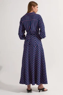 KarenMillen Jupe Midi Complète Rayée en Coton<Femme Jupes|Jupes
