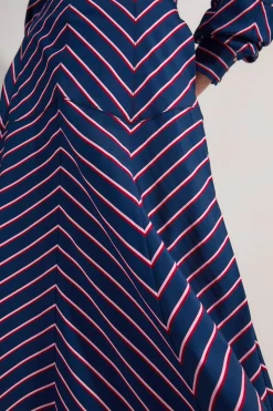 KarenMillen Jupe Midi Complète Rayée en Coton<Femme Jupes|Jupes