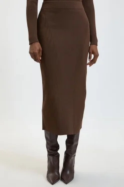 KarenMillen Jupe Midi Côtelée En Maille<Femme Jupes|Jupes