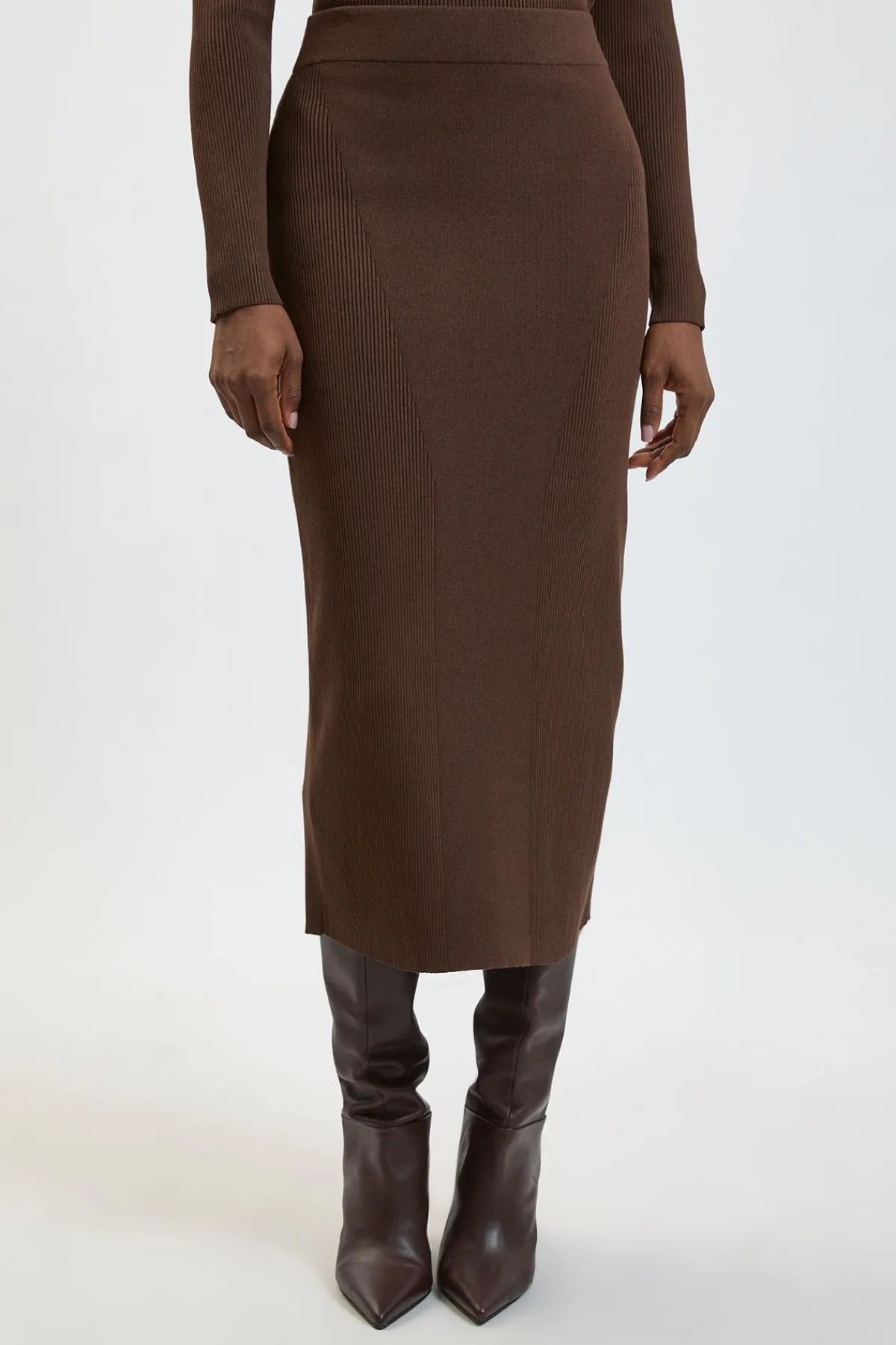 KarenMillen Jupe Midi Côtelée En Maille<Femme Jupes|Jupes