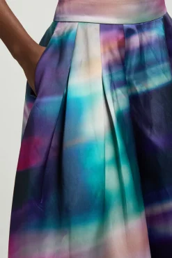 Jupe Midi De Bal En Sergé Jacquard À Imprimé Flou