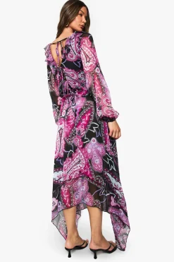 Jupe midi en chiffon Paisley à ourlet Hanky
