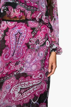 Jupe midi en chiffon Paisley à ourlet Hanky