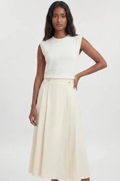 Jupe Midi En Coton Avec Détails Boutons Style Utilitaire