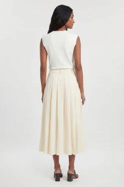 Jupe Midi En Coton Avec Détails Boutons Style Utilitaire