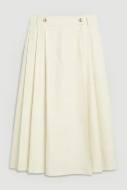 Jupe Midi En Coton Avec Détails Boutons Style Utilitaire