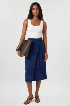 Jupe Midi En Daim Avec Ceinture À Nouer