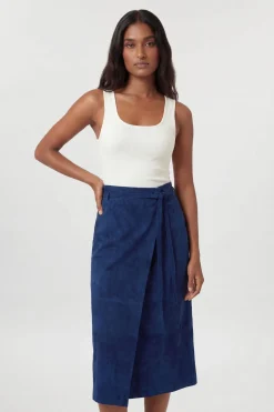 Jupe Midi En Daim Avec Ceinture À Nouer