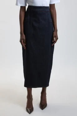 KarenMillen Jupe Midi En Denim<Femme Jupes|Denim