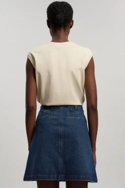 KarenMillen Jupe Midi En Denim À Boutonnage Devant<Femme Jupes|Denim