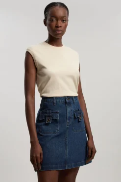 KarenMillen Jupe Midi En Denim À Boutonnage Devant<Femme Jupes|Denim