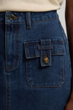 Jupe Midi En Denim À Boutons Devant Petite
