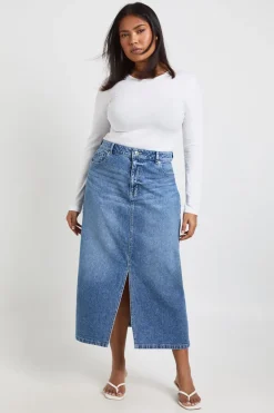 Jupe Midi En Denim Grande Taille