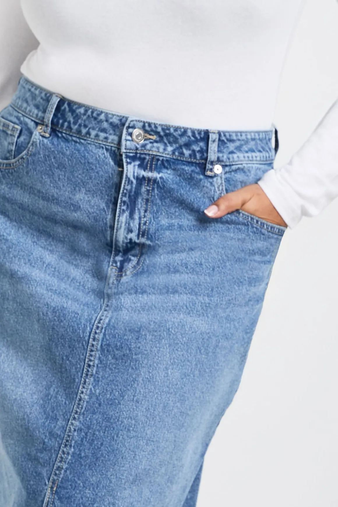 Jupe Midi En Denim Grande Taille