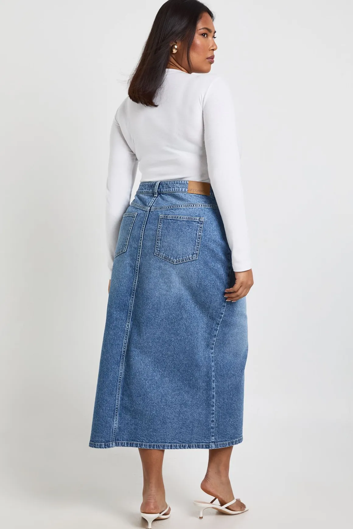 Jupe Midi En Denim Grande Taille