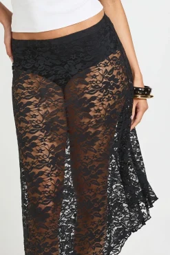 boohoo Jupe Midi En Dentelle À Ourlet Asymétrique<Femme Jupes|Jupes