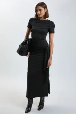 Jupe Midi En Jersey De Viscose Avec Taille Nouée