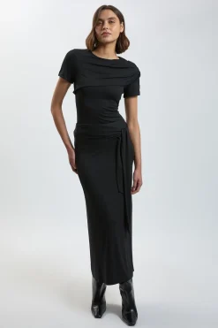Jupe Midi En Jersey De Viscose Avec Taille Nouée