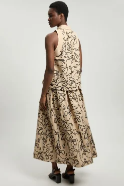 Jupe Midi En Lin Avec Sequins Mats