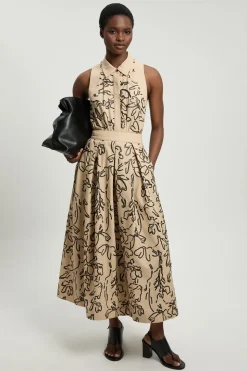 Jupe Midi En Lin Avec Sequins Mats