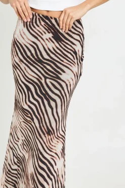 Jupe Midi En Mesh Doublée À Imprimé Animal