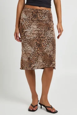 Jupe Midi En Mesh À Imprimé Animalier