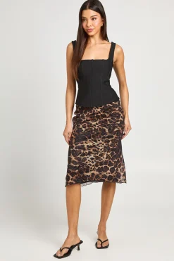 boohoo Jupe Midi En Mesh À Imprimé Léopard<Femme Jupes|Jupes