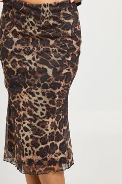 boohoo Jupe Midi En Mesh À Imprimé Léopard<Femme Jupes|Jupes