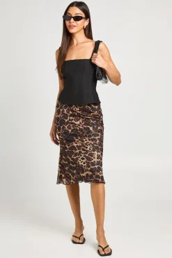 boohoo Jupe Midi En Mesh À Imprimé Léopard<Femme Jupes|Jupes
