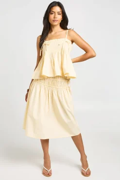 boohoo Jupe Midi En Popeline À Taille Froncée<Femme Jupes|Jupes