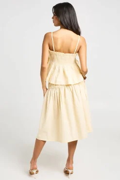 boohoo Jupe Midi En Popeline À Taille Froncée<Femme Jupes|Jupes