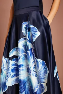 Jupe Midi En Satin Avec Imprimé Placé