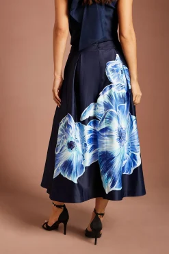 Jupe Midi En Satin Avec Imprimé Placé