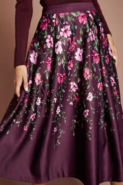 Jupe Midi En Satin Avec Imprimé Placé