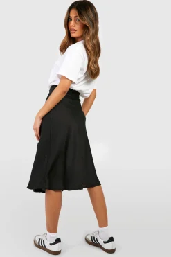 Jupe midi en satin à biais