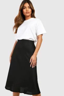Jupe midi en satin à biais