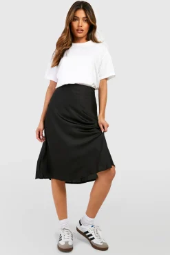 Jupe midi en satin à biais