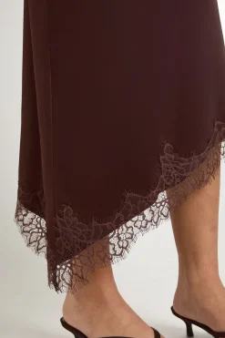 boohoo Jupe Midi En Satin À Ourlet Asymétrique En Dentelle<Femme Jupes|Jupes