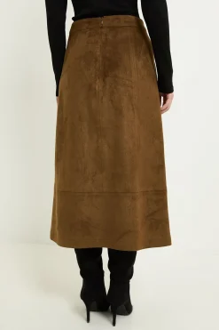 Jupe Midi En Synthétique Avec Détails De Coutures