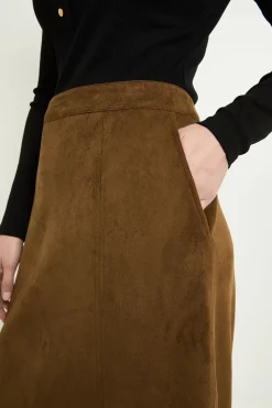 Jupe Midi En Synthétique Avec Détails De Coutures